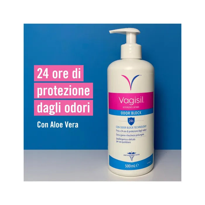 VAGISIL DETERGENTE INTIMO ODOR BLOCK PER L'IGIENE INTIMA QUOTIDIANA RINFRESCANTE CON ALOE VERA 500ML