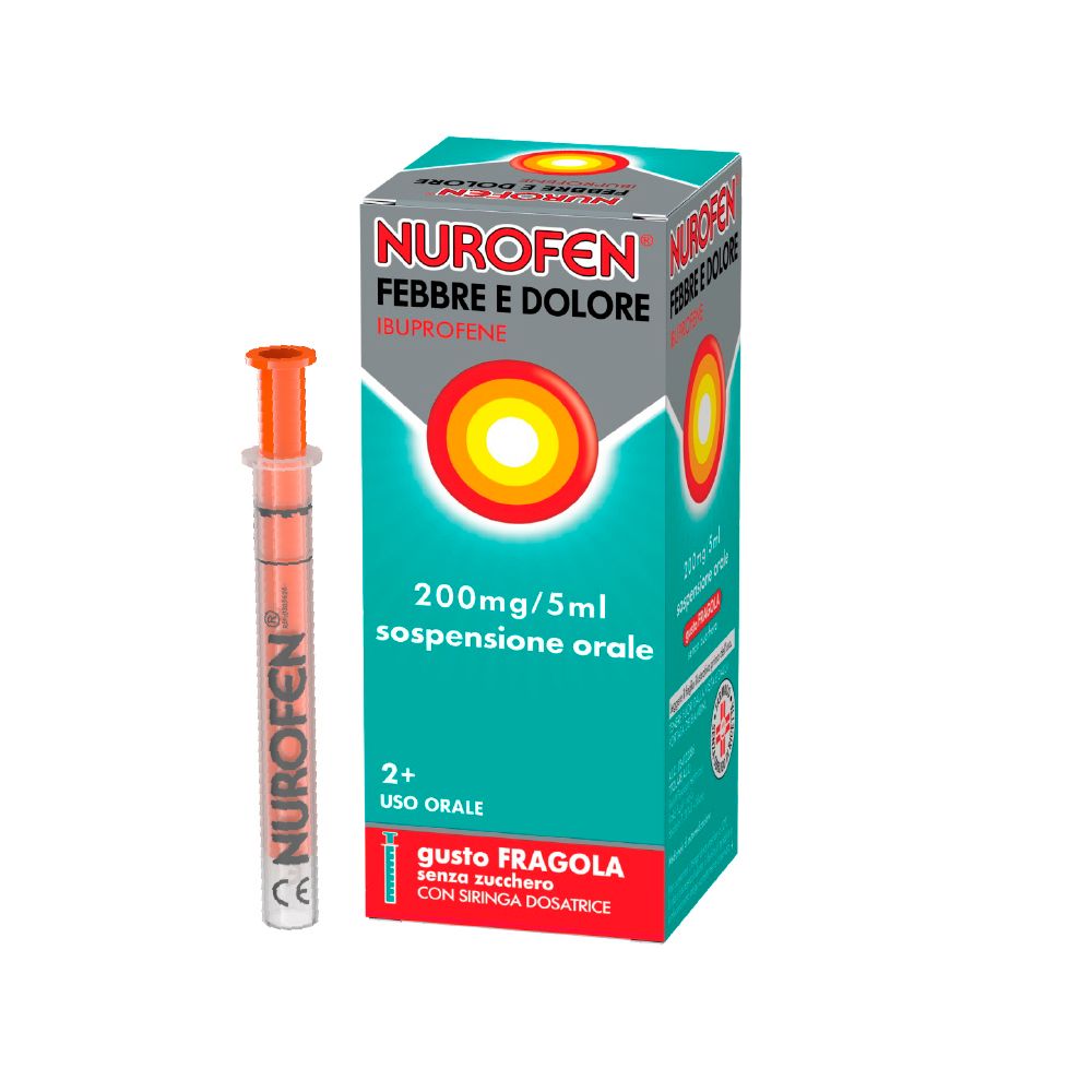 NUROFEN FEBBRE E DOLORE 200MG/5ML SOSPENSIONE ORALE GUSTO FRAGOLA 100ML
