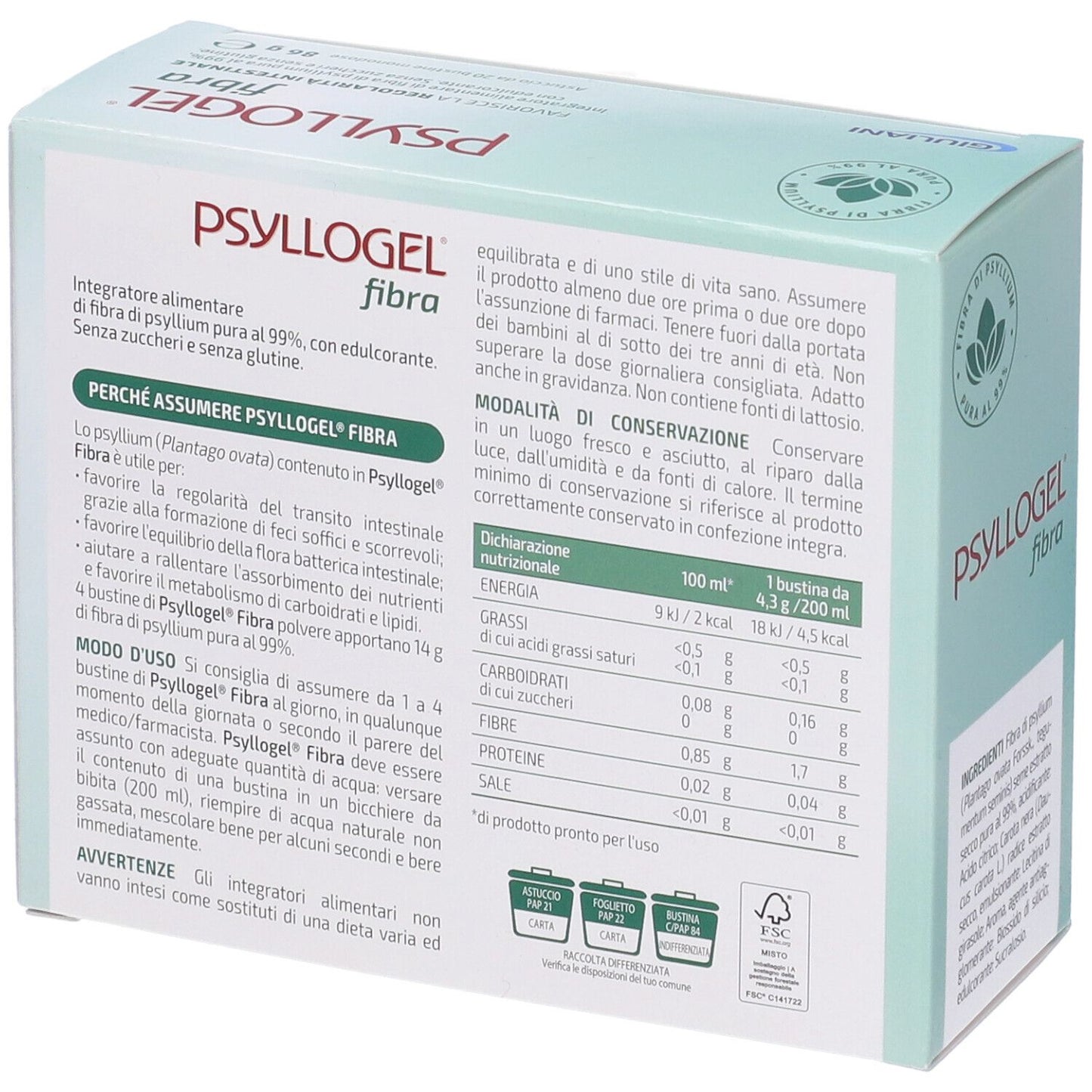 PSYLLOGEL FIBRA AROMA ARANCIA ROSSA 20 BUSTINE