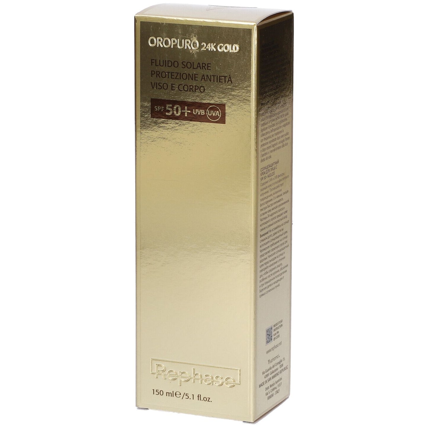REPHASE OROPURO 24K GOLD FLUIDO SOLARE PROTEZIONE ANTIETA' Spf 50+