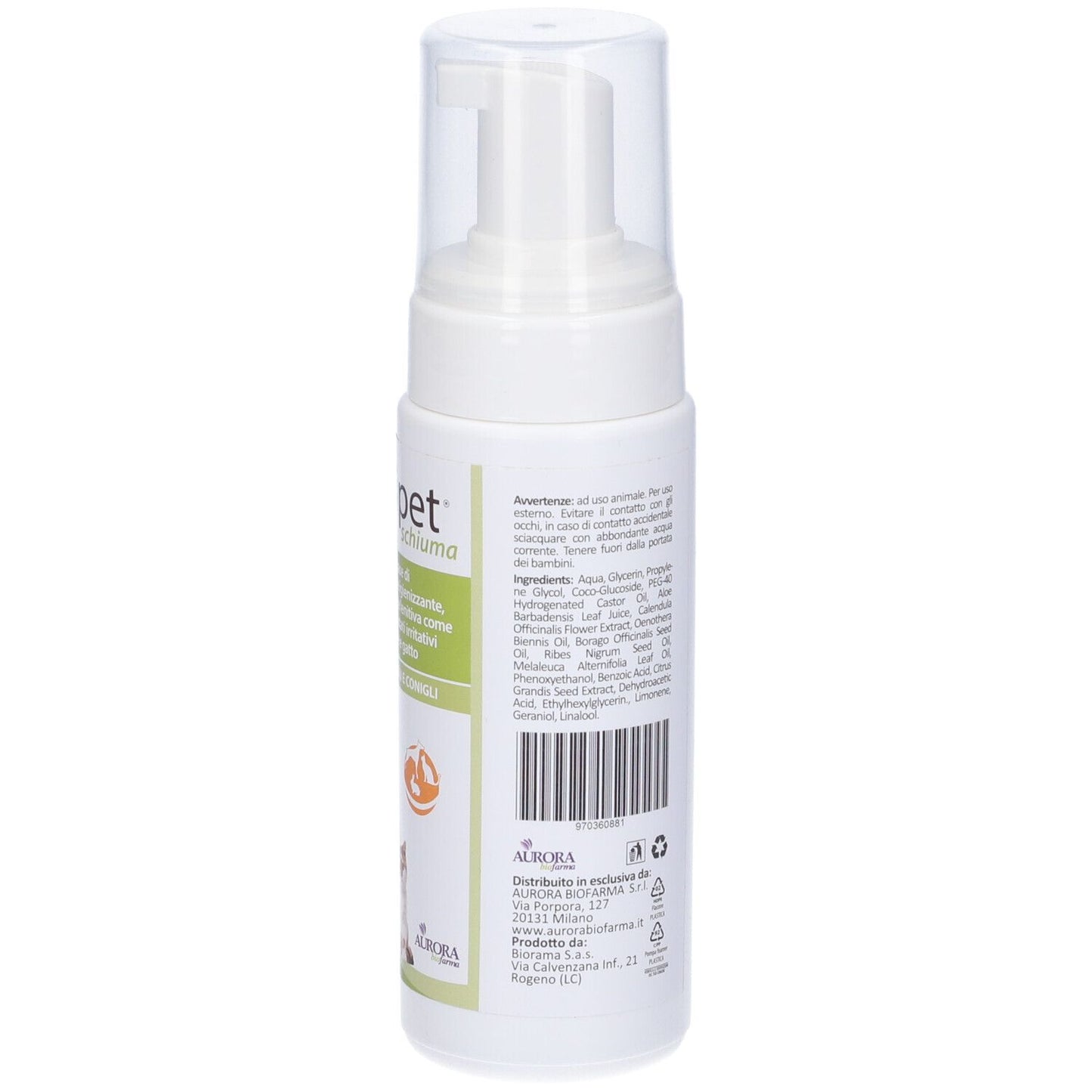 CORTIPET SCHIUMA AD AZIONE IGIENIZZANTE, EMOLLIENTE, IDRATANTE E LENITIVA PER CANE E GATTO 150ML
