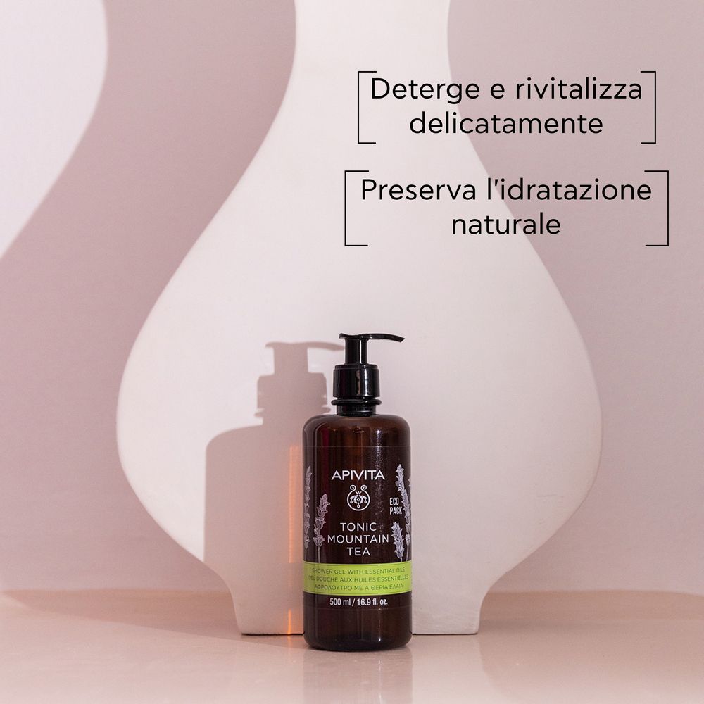 APIVITA TONIC MOUNTAIN TEA - GEL DOCCIA RIVATILIZZANTE TÈ DI MONTAGNA, 500ML