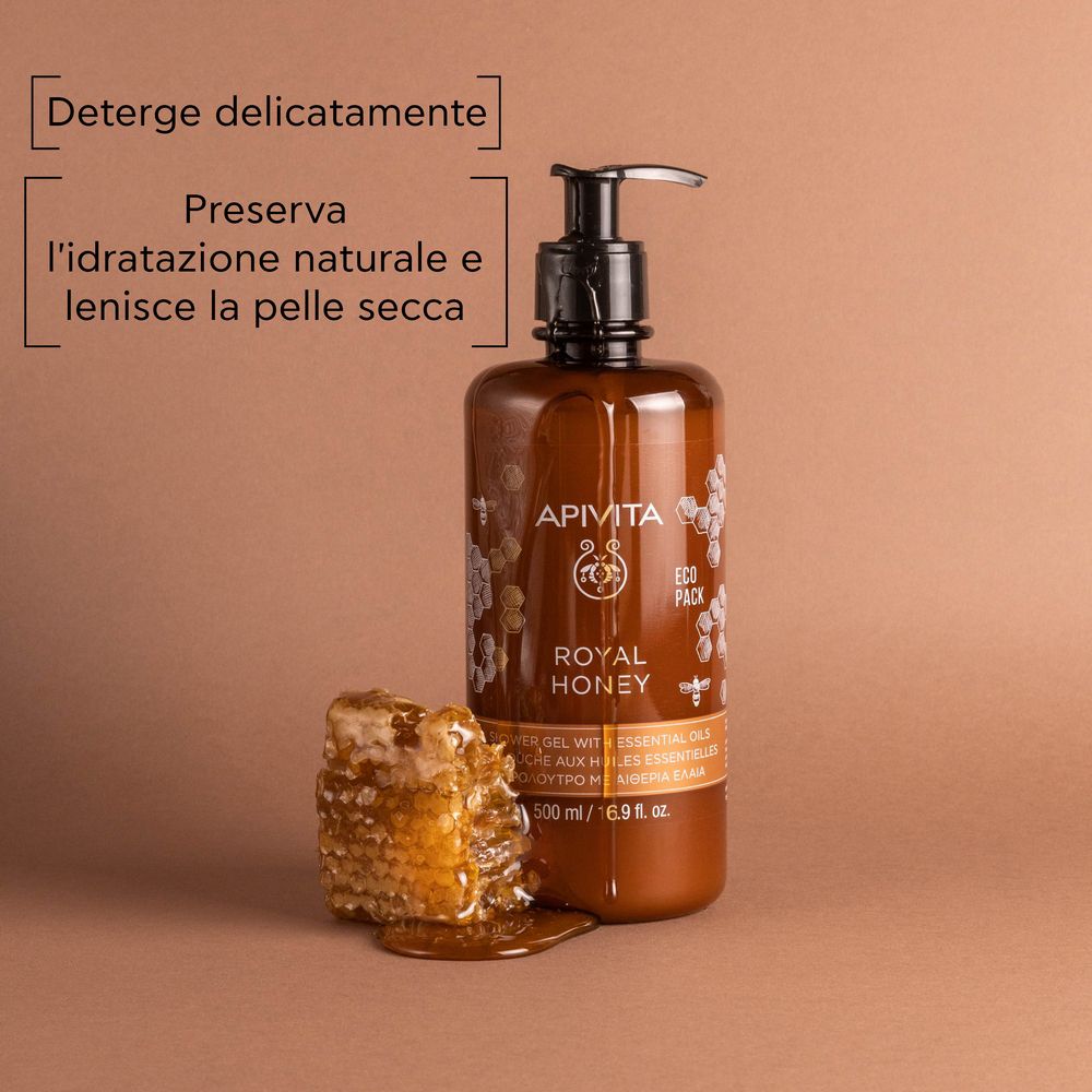 APIVITA ROYAL HONEY - GEL DOCCIA CREMOSO CON OLI ESSENZIALI & MIELE, 500ML