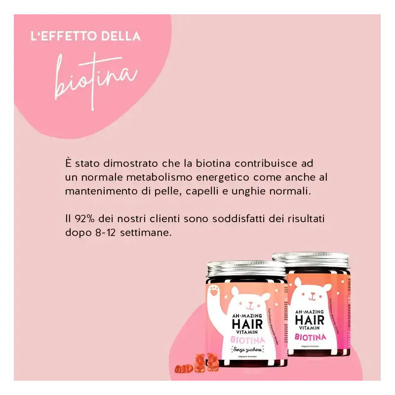 AH-MAZING HAIR VITAMIN BIOTINA PER CAPELLI FORTI 45 ORSETTI GOMMOSI SENZA ZUCCHERO
