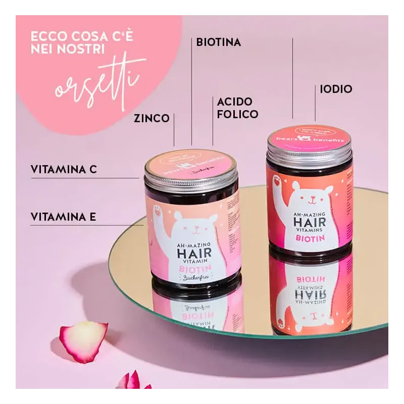 AH-MAZING HAIR VITAMIN BIOTINA PER CAPELLI FORTI 45 ORSETTI GOMMOSI SENZA ZUCCHERO