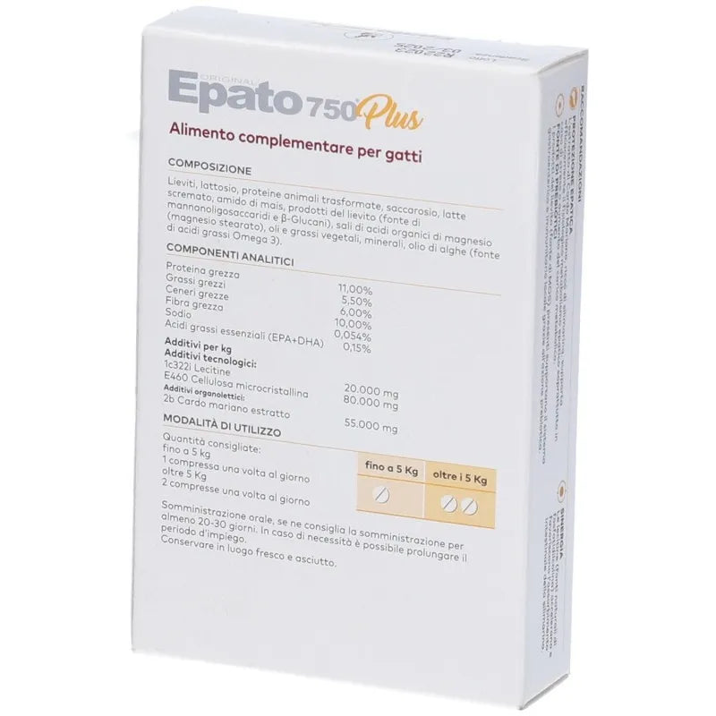 EPATO 750 PLUS 30 COMPRESSE INTEGRATORE VETERINARIO A SUPPORTO DELLA FUNZIONE EPATICA DEL GATTO