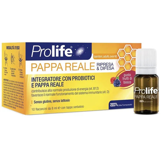 PROLIFE PAPPA REALE INTEGRATORE ALIMENTARE DI PROBIOTICI 6 MILIARDI DI FERMENTI, 10 FLACONCINI