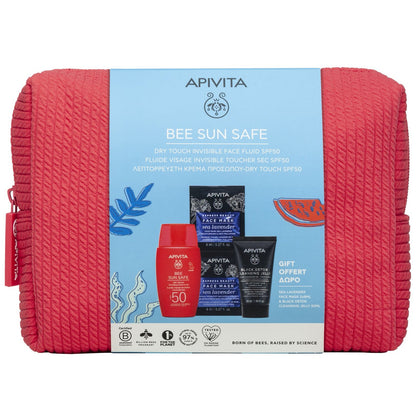 APIVITA SET FLUIDO VISO INVISIBILE DRY TOUCH SPF50 + MASCHERA VISO IDRATANTE E ANTI-INQUINAMENTO + BLACK DETOX CLEANSING JELLY CON POCHETTE IN REGALO