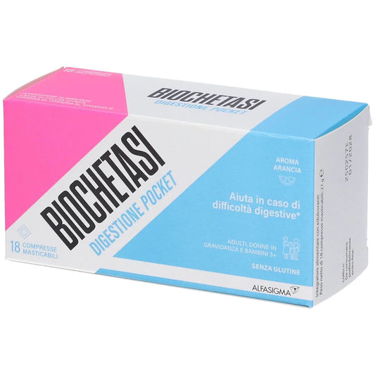 BIOCHETASI POCKET PER NAUSEA E DIFFICOLTA' DIGESTIVE 18 COMPRESSE MASTICABILI