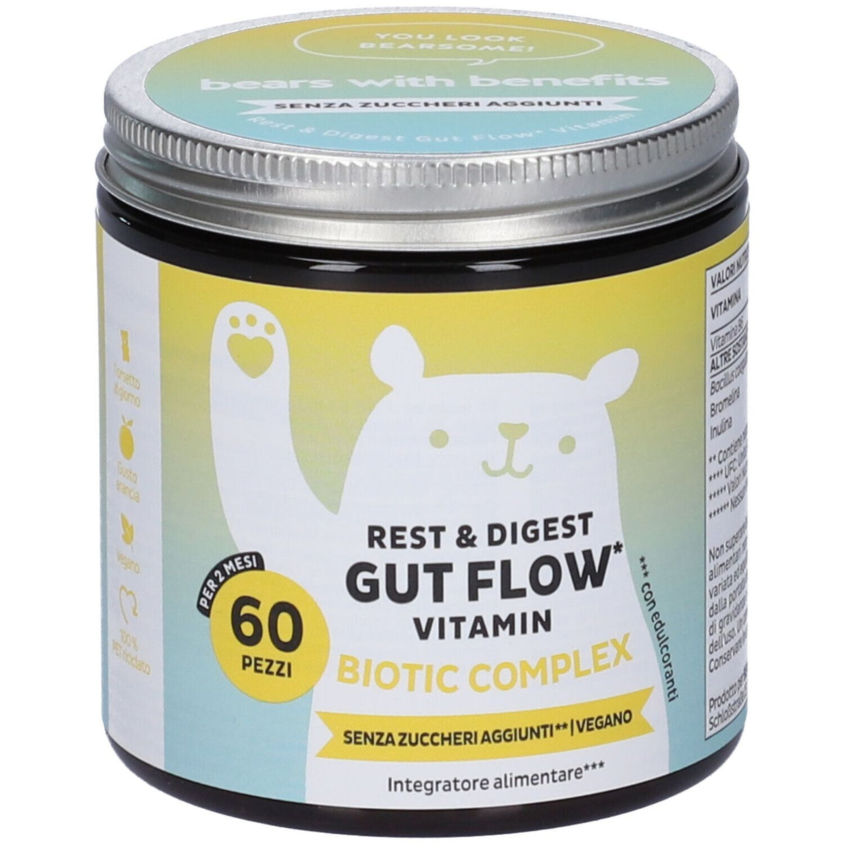 BEARS WITH BENEFITS REST E DIGEST GUT FLOW VITAMIN COMPLEX 60CARAMELLE GOMMOSE