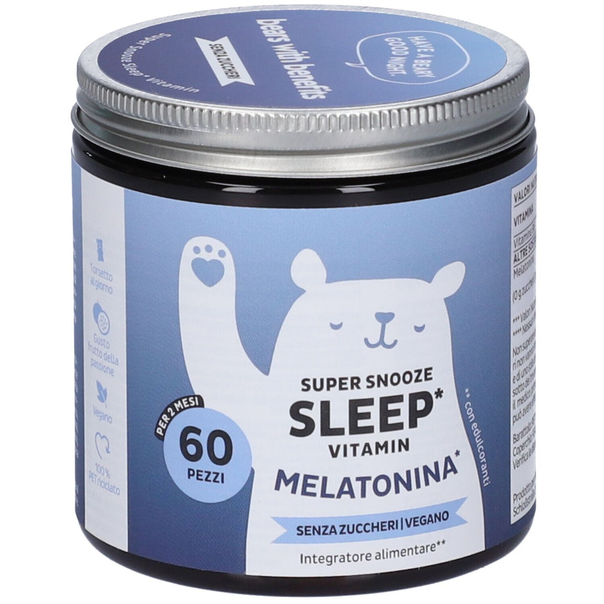 BEARS WITH BENEFITS SUPER SNOOZE VITAMIN E MELATONINA 60 CARAMELLE GOMMOSE