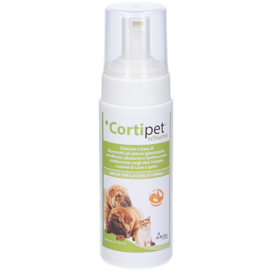 CORTIPET SCHIUMA AD AZIONE IGIENIZZANTE, EMOLLIENTE, IDRATANTE E LENITIVA PER CANE E GATTO 150ML