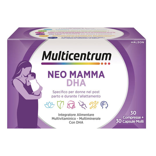 MULTICENTRUM NEO MAMMA DHA INTEGRATORE MULTIVITAMINICO POST PARTO 30 COMPRESSE + 30 CAPSULE MOLLI