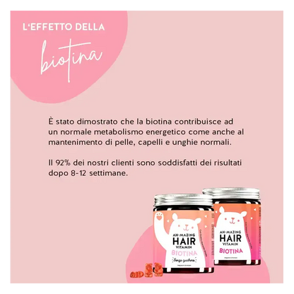 AH-MAZING HAIR VITAMIN BIOTINA PER CAPELLI FORTI 45 ORSETTI GOMMOSI SENZA ZUCCHERO