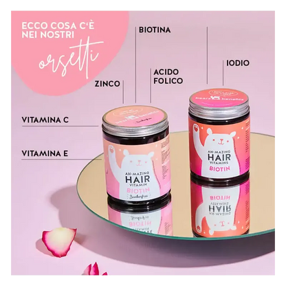 AH-MAZING HAIR VITAMIN BIOTINA PER CAPELLI FORTI 45 ORSETTI GOMMOSI SENZA ZUCCHERO