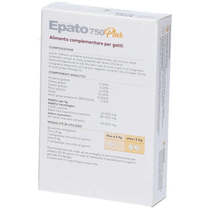EPATO 750 PLUS 30 COMPRESSE INTEGRATORE VETERINARIO A SUPPORTO DELLA FUNZIONE EPATICA DEL GATTO