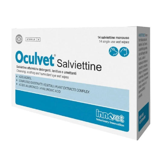 OCULVET SALVIETTINE OFTALMICHE DETERGENTI, LENITIVE, UMETTANTI PER CANE E GATTO